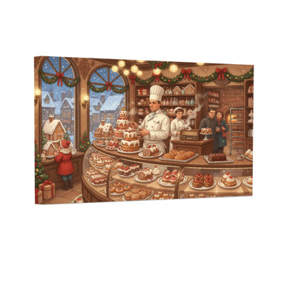 Christmas Christmas Bakery Scene With Pastries And Decorations