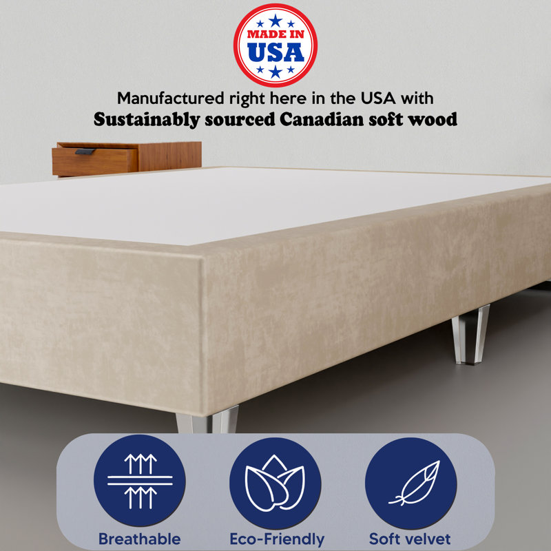 Lit en bois massif Kavi, H 14 po x l 44 po x L 75 po, Beige