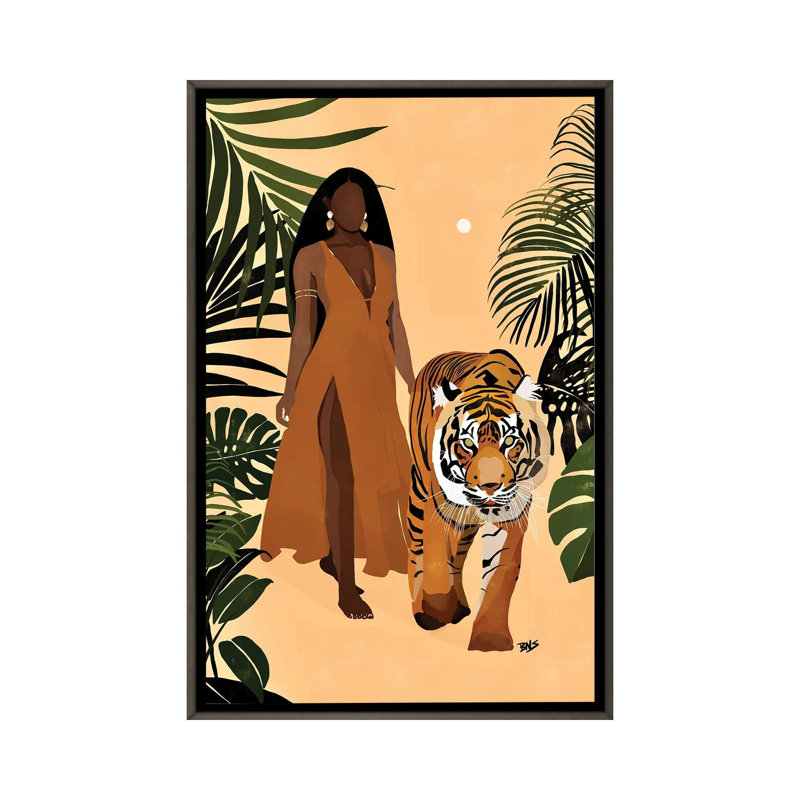 « Aliya » par Bria Nicole-impression d’art graphique, Toile encadrée de bois rustique foncé, Pas de tapis
