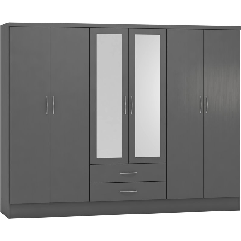 Cascio 6 Door Wardrobe, 3D Grey