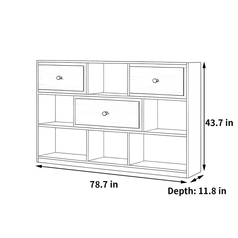 Patnaude, (3 Shelves) 43.7"H x 78.7"W x 11.8"D