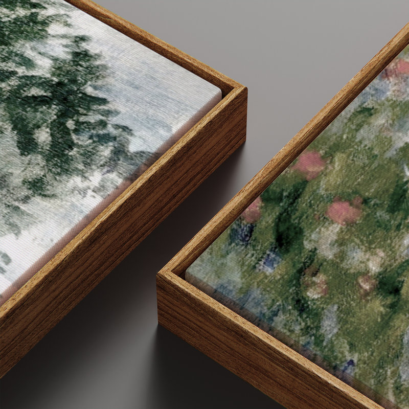 «Vintage Lush Tree and Wildflower», art mural 20 x 60 pouces, ensemble de 2 toiles encadrées, Naturel