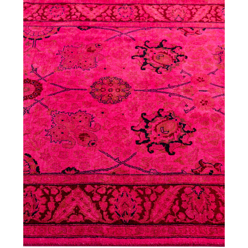Overdyed Hand-Knotted Wool Modern-Contemporary Pink Runner 3' 0" x 8' 0"