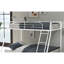 Lit simple superposé au dessus d'un lit double en métal de style contemporain avec échelle en angle-1899140431