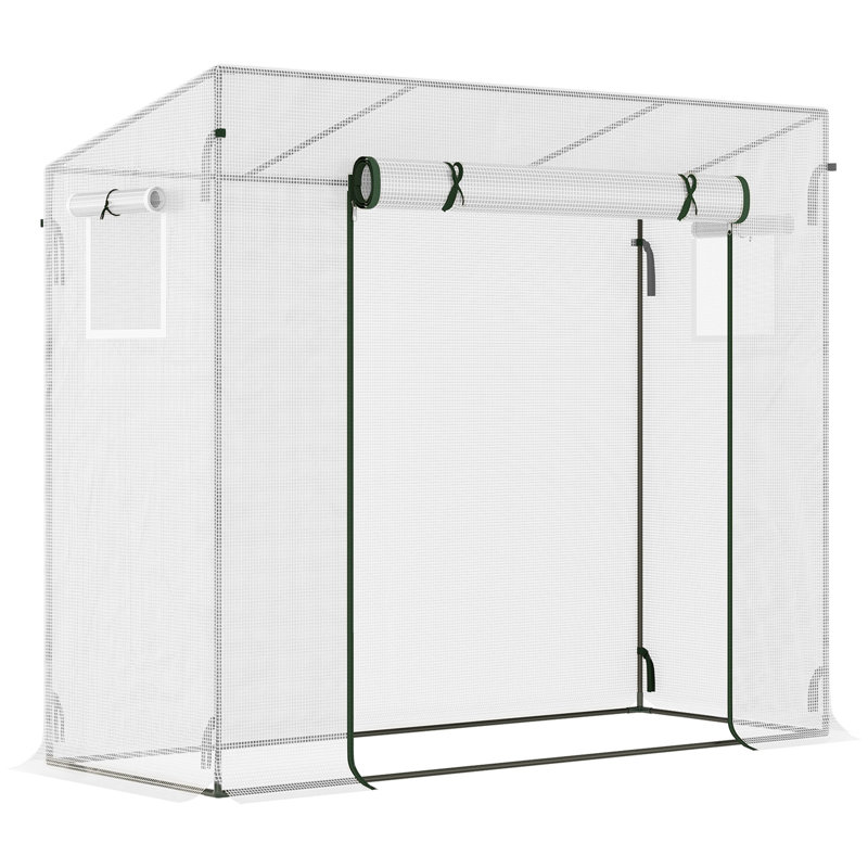 Walk-in Garden Greenhouse, Steel Frame Plant Grow House with Roll-up Door & Windows, Stable Outdoor Plant Shelter for Vegetables Flowers Growing, 200 x 76 x 168cm