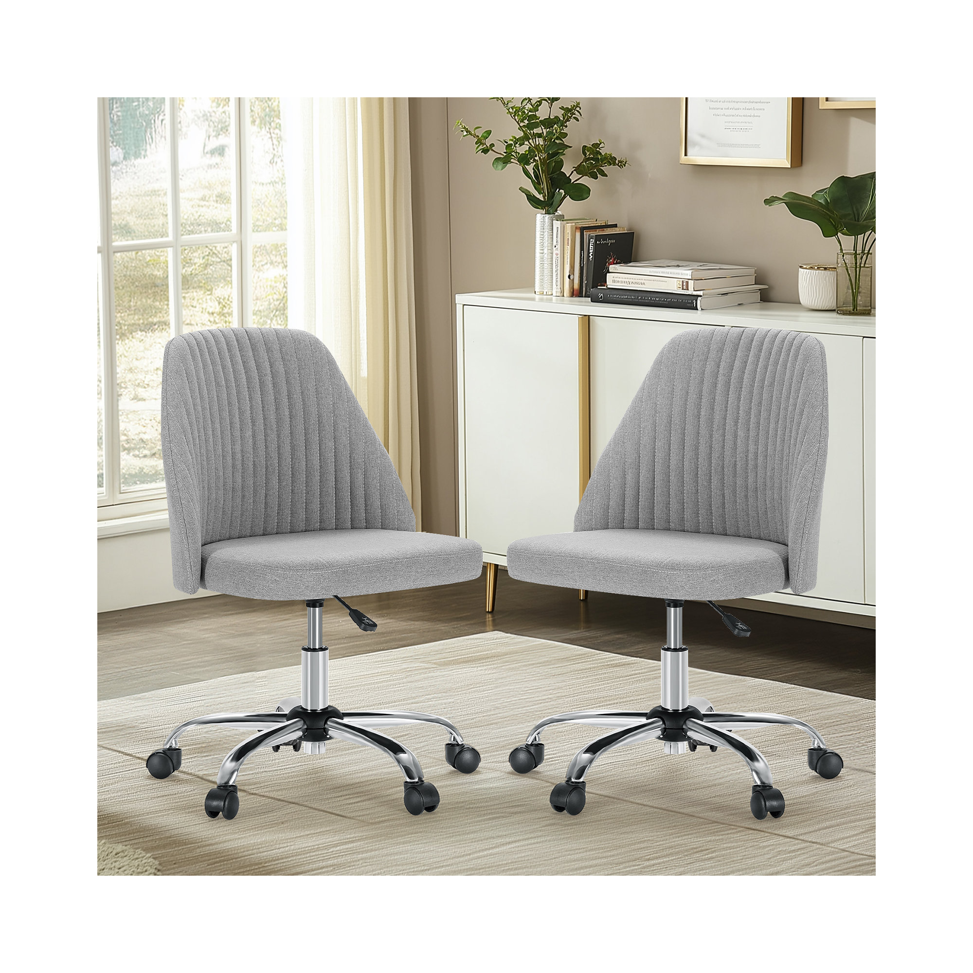 Task Chair Office Desk Chair Make Up Chair With Wheels(Set Of 2), Gray