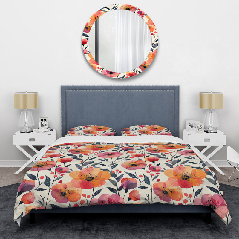 Ensemble de housse de couette Modern Orange Fusion, Housse de couette simple et deux taies décorative