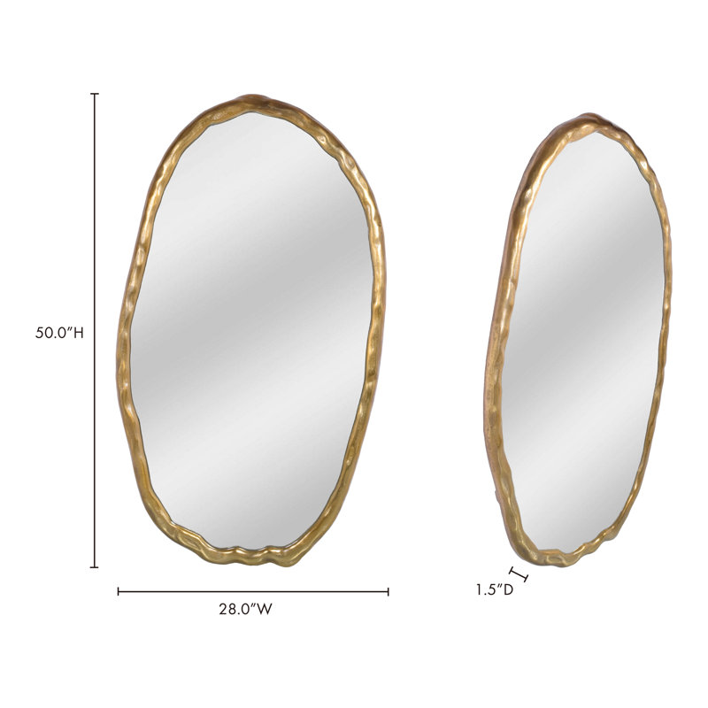 Nola Aluminum Novelty Mirror, Gold, 50" x 28"