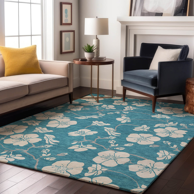 Tapis floral lavable à la machine de qualité supérieure AMF1032, Rectangle 10 pi x 14 pi