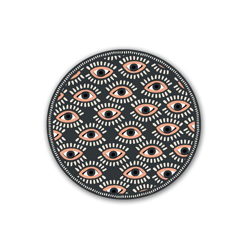 Tapis rond lavable gris et saumon, Sous-tapis rond 3 pi 3 po inclus