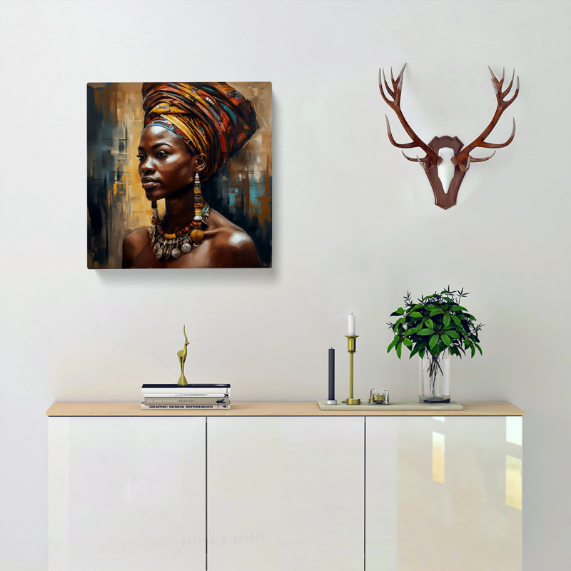 African Woman Oil Painting No.1 - Print, 35cm H x 35cm W x 3cm D