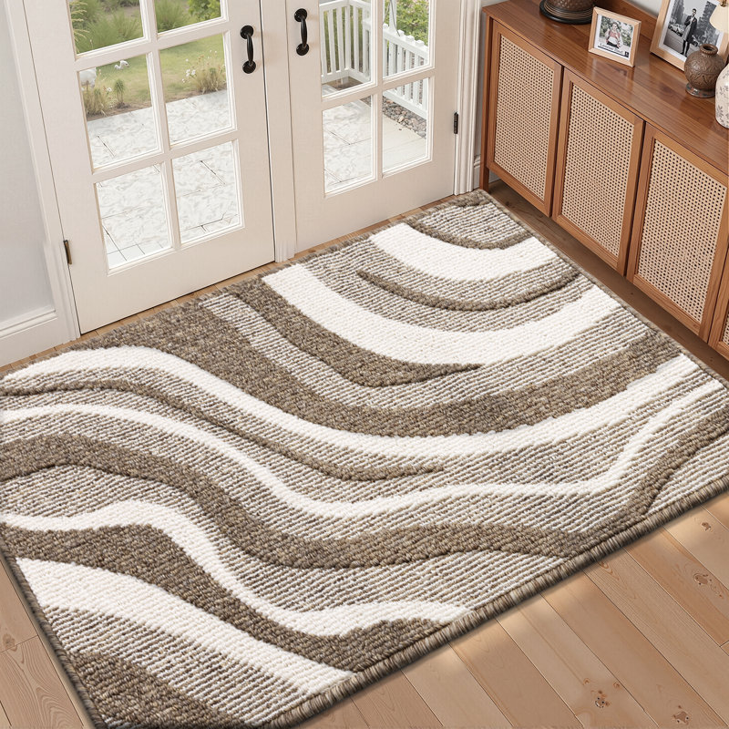 Tapis d'entrée antidérapant lavable, L 32 po x L 48 po, Brun