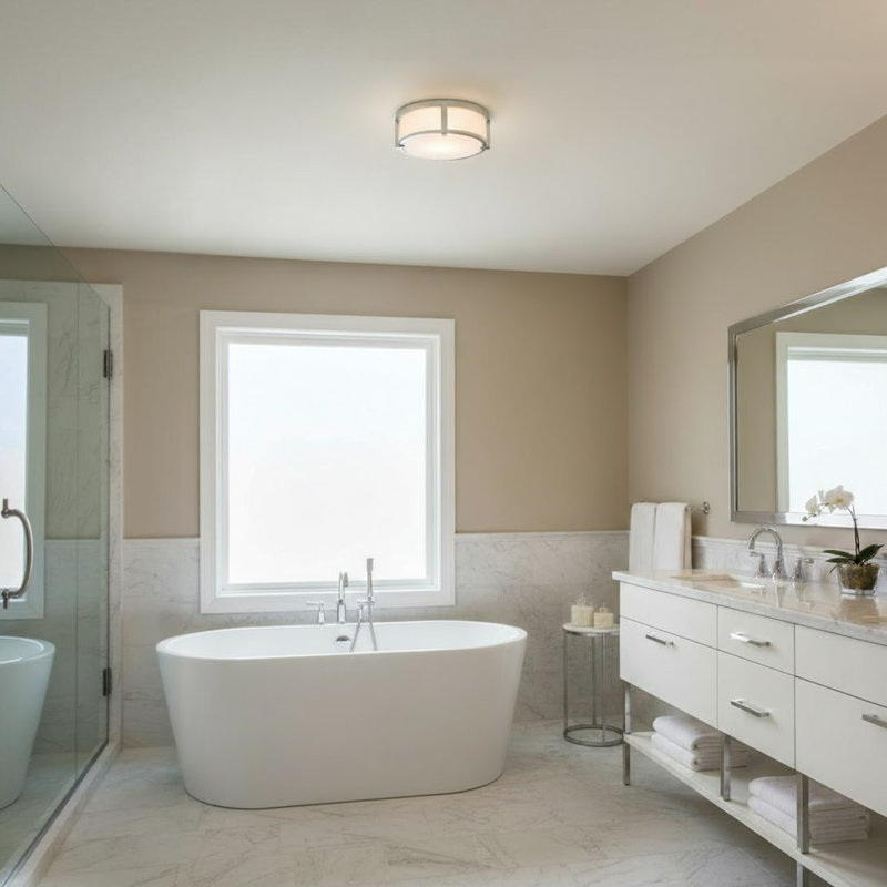 Lowell Modern Flush Mount Ceiling Light, 4.75" H x 13.25" W x 13.25" D, Chrome