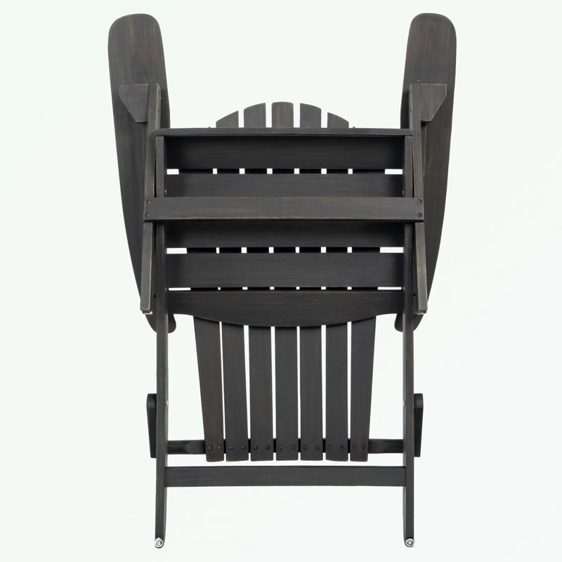 Chaise Adirondack d'extérieur en bois avec accoudoirs, Gris foncé