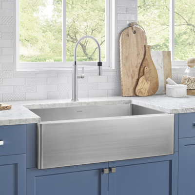 Quatrus R15 32" Single Bowl Apron-Front Stainless Steel Farmhouse Sink
