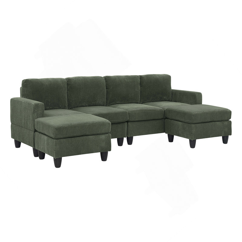 Latitude Run® Modular Corduroy Sectional Sofa With Ottoman For Flexible ...