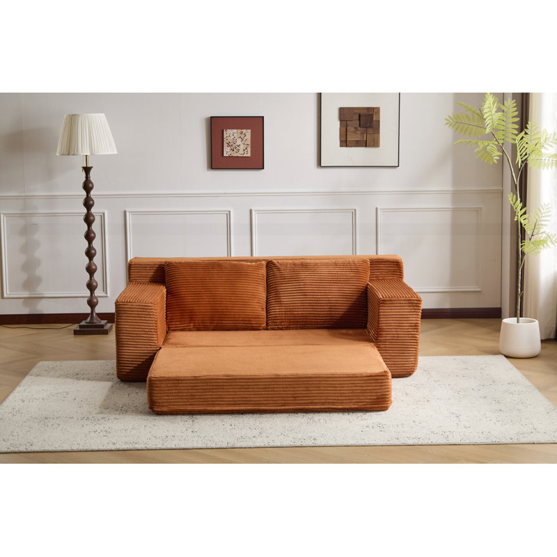 Canapé-lit confortable à assise profonde, Orange