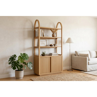 Vitrine 70 po en bois de pin brésilien massif, bahut et buffet de style campagnard, vaisselier rustique pour le rangement de la salle à manger et de la cuisine
