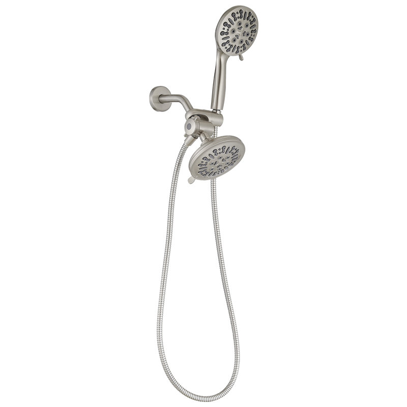 9 jets 5,5 po Pomme de douche murale double et pomme de douche à main 1,8 gallons par minute, Nickel brossé