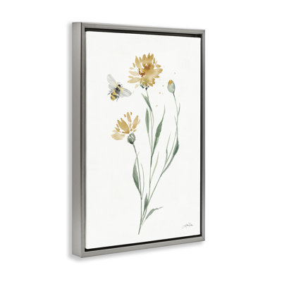 «Wild Honeybloom Flowers», toile flottante encadrée grise par Katrina Pete