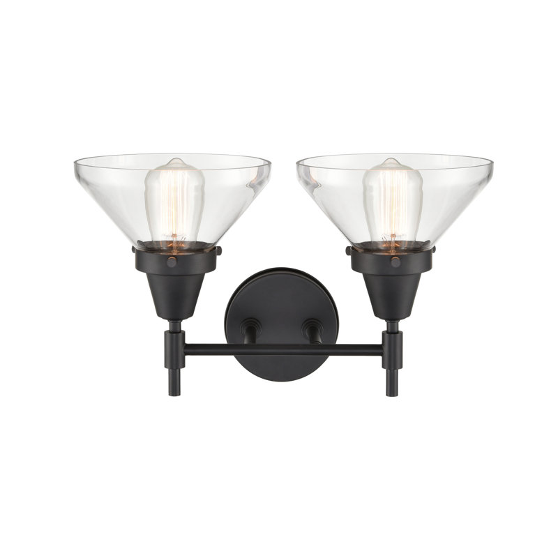 Éclairage de salle de bain à intensité variable 2 lumières Amede, Clair, Noir mat, Pas d'ampoule