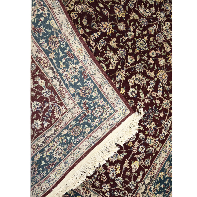 Tapis oriental rouge à motif floral 4X6 Maroon