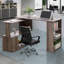 Bureau d'angle en L 360 degrés avec 5 tablettes ouvertes-22351361