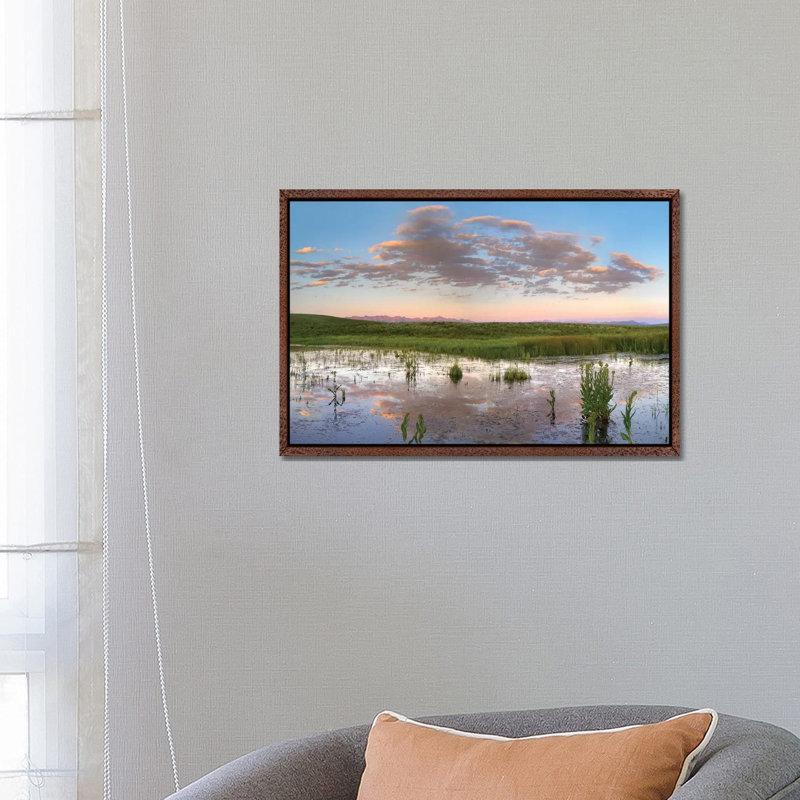 Reflection Of Clouds In The Water, Arapaho National Wildlife Refuge, Colorado 1 Piece Wall Art on Canvas, Classic Wood Framed