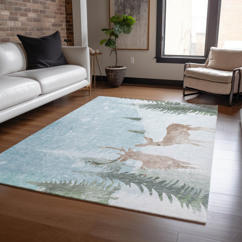 Tapis de Noël renne de Noël intérieur / extérieur lavable à la machine, Rectangulaire 3 pi x 5 pi