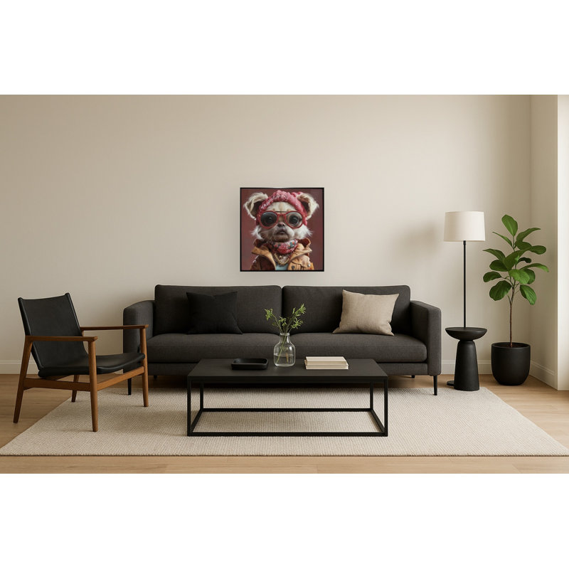Art mural sur toile femelle "Fancy Dog" - 25 po x 25 po - cadre noir
