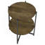 Table d'appoint naturelle et bronze industriel avec tablette inférieure
