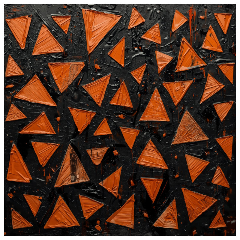 Tapis de bain orange à triangles noirs, L 34 po x L 21 po