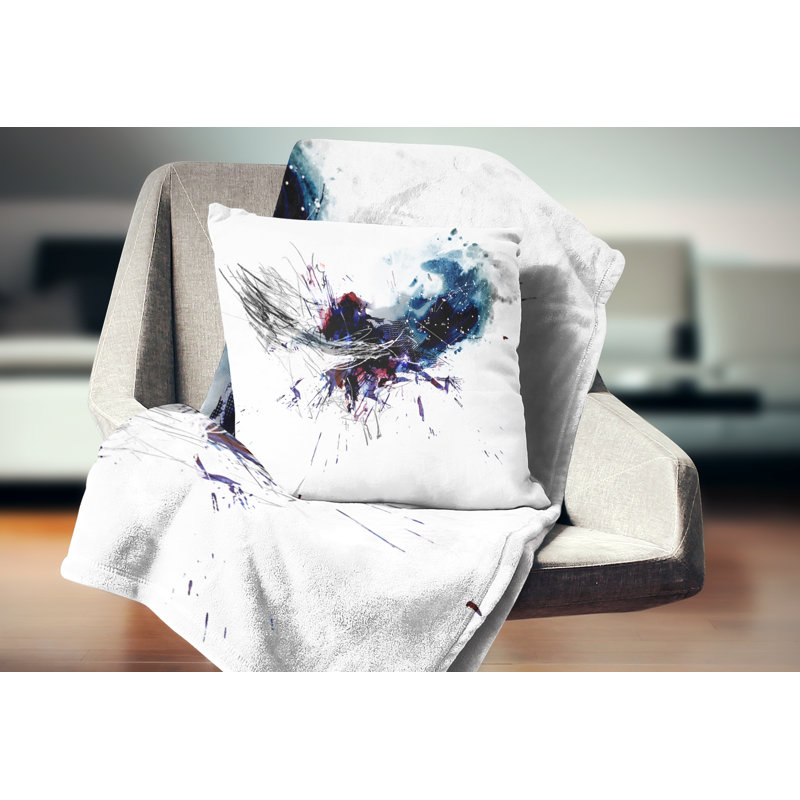 Tache multicolore bleu foncé - coussin imprimé abstrait, 16 po x 1 po, Coussin décoratif