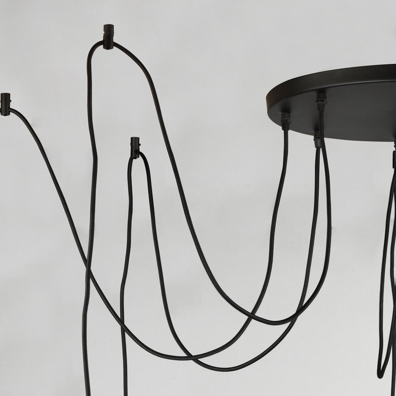 Jethro 8 - Light Black/Antique Brass Cluster Pendant