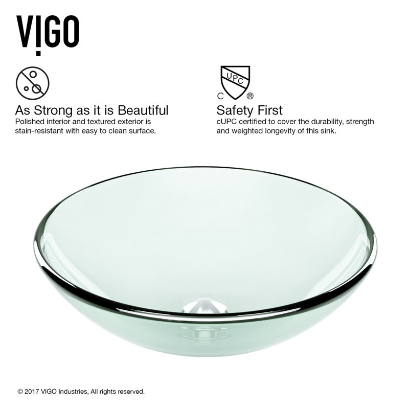 Giovanni Giovanni 6" H Round Glass Vessel Bathroom Sink with 12" H Faucet, Iridescent, Chrome