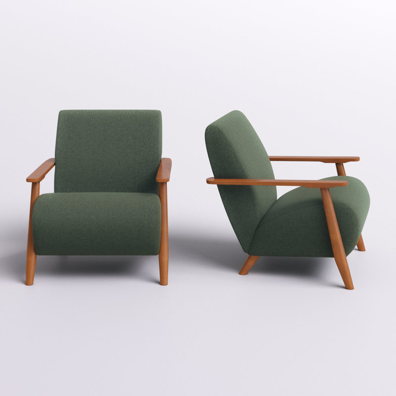 Upholstered Linen Blend Armchair, Green Linen