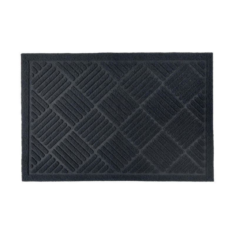 Boothby Non-Slip Geometric Indoor Doormat, Black