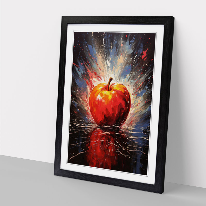XYZ-FRM-V1223-1834 Apple Impressionism - Single Picture Frame Print on Wood, 46cm H x 34cm W x 2cm D, Black