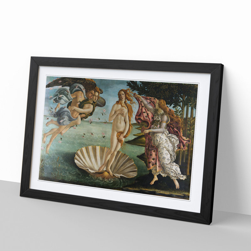 Birth of Venus by Sandro Botticelli - Picture Frame Painting, Black Framed, 48cm H x 65cm W x 2cm D
