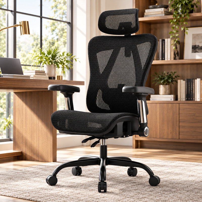 Ergonomic Office Chair with Adjustable Lumbar Support, Breathable Full Mesh Seat and Back, 5D Adjustable Armrests, Adjustable Headrest, 135° Reclining Backrest, 350 lb. Capacity