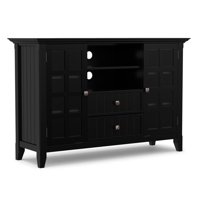 Acadian 53"W Solid Wood Transitional Tall TV Stand for TVs up to 60" with 2 Cabinets, 2 Drawers, and Adjustable Shelves