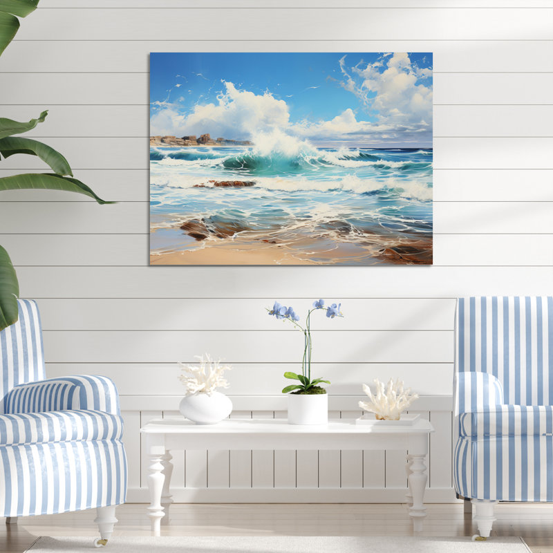 Coastalocean Sunkissed Beach III - Landscapes Metal Wall Art, H 16 po x l 32 po x P 1 po