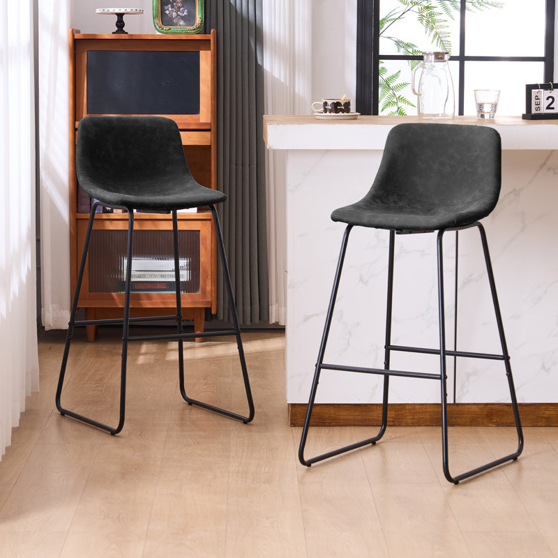 Modern Upholstered Counter Height Bar Stool with Metal Legs – Comfortable Bar & Kitchen Island Seating, 30" Height, Set of 2