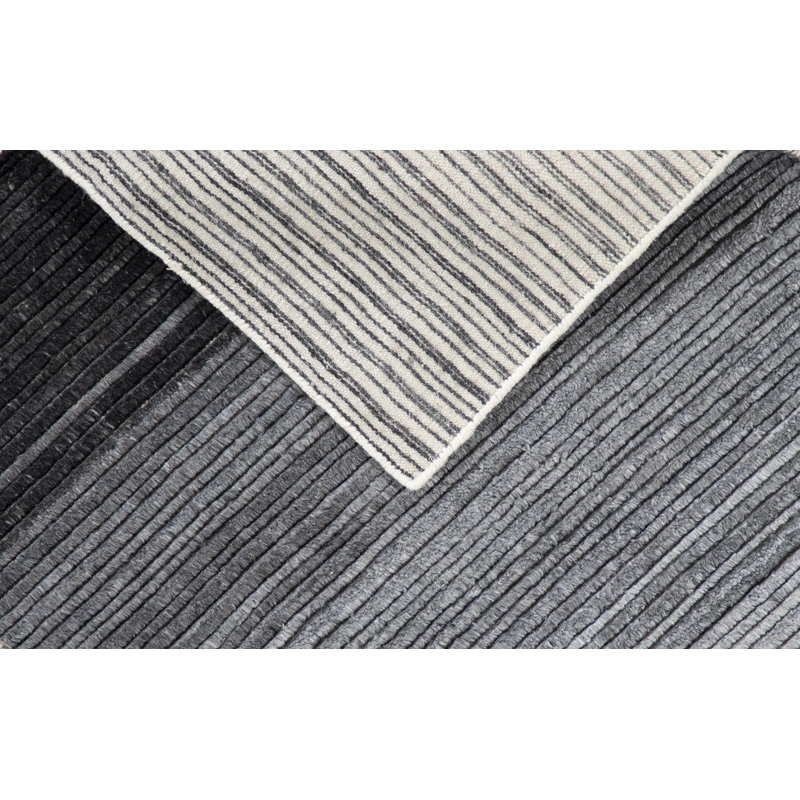 Lagos Wool Ombre Area Rug in Black/Gray/Silver/Platinum, Runner 3' x 8'