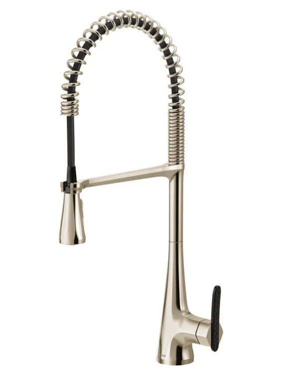 Sinema Pre-Rinse High Arc Spring Pull Down Single Handle Kitchen Faucet, Polished Nickel