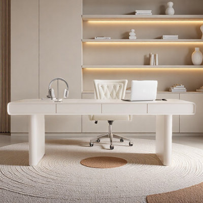 Cream desk for study work and storage