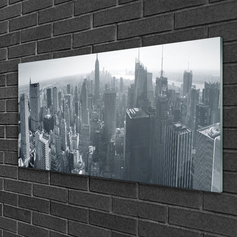 Glass Print Wall Art 100X50cm Image Printed On Glass Decorative Wall Picture Behind Toughened / Tempered Safety Real Glass For Kitchen & Living Room Theme: City Houses