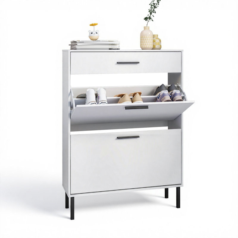31.5" Wide  Shoe Storage Cabinet with 1 Drawers, 2 Flip Drawers