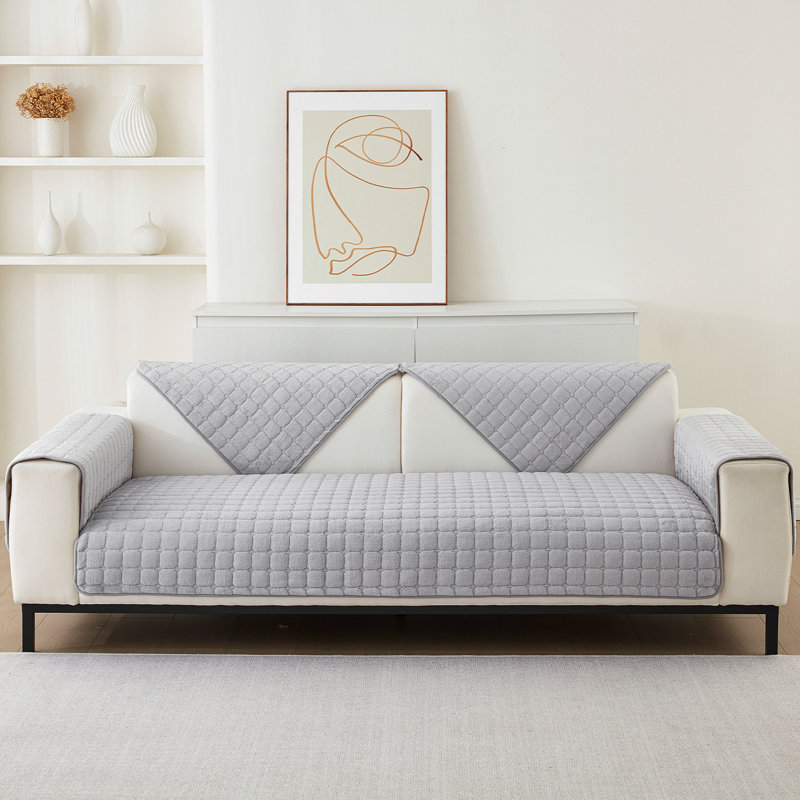 Housse pour canapé en flanelle à coussins carrés (excluant les accoudoirs ou les dossiers), L 70 po x P 36 po, Gris