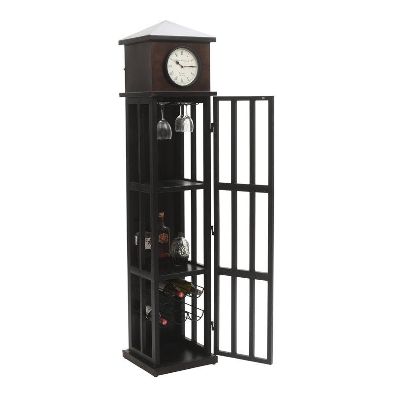 Armoire-bar avec support à vin et horloge rétro Joah